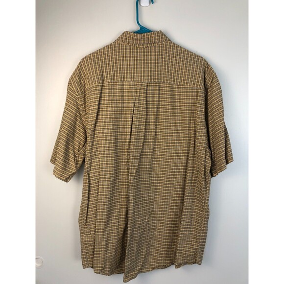 Timberland Men’s Button Down Shirt Sz XL Yellow Plaid 100% Cotton Short Sleeve - Picture 6 of 9